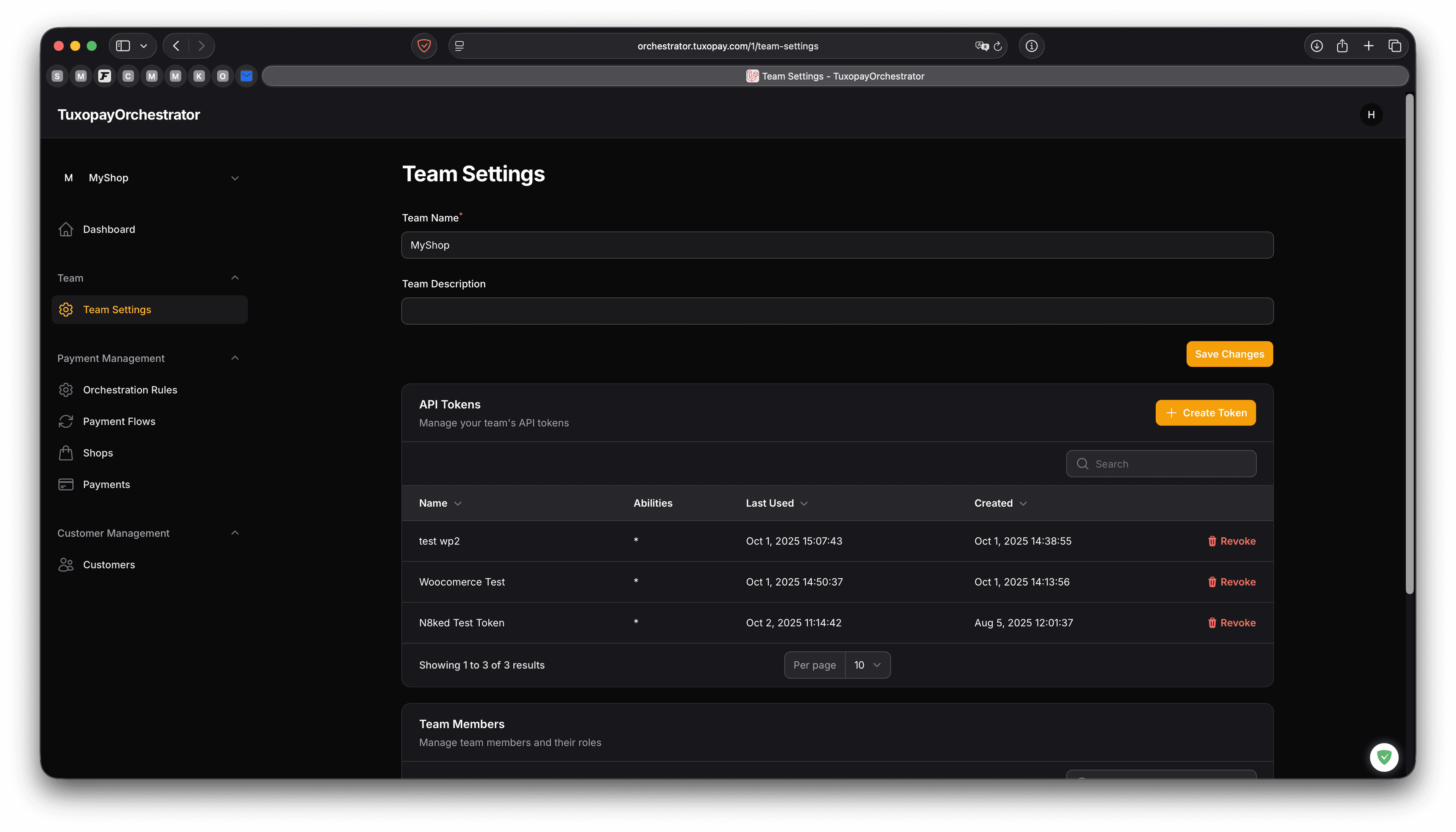Team Settings